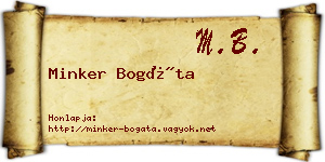 Minker Bogáta névjegykártya